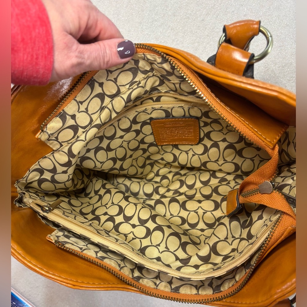 Coach Ashley Cognac Leather Satchel Crossbody Shoulder Bag Horse Carriage - Picture 4 of 15